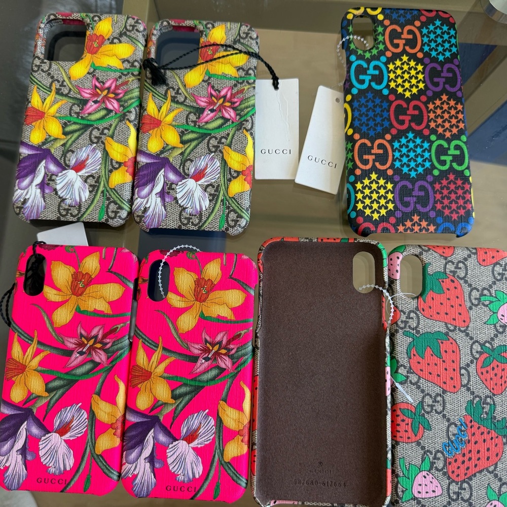 Gucci Floral and Logo Phone Cases - Pink, Yellow, Black